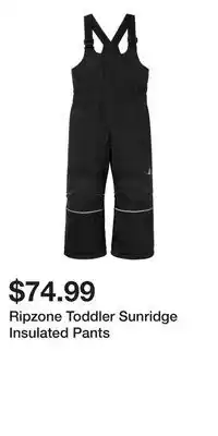 Sport Chek Ripzone Toddler Sunridge Insulated Pants offer