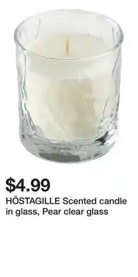 IKEA HÖSTAGILLE Scented candle in glass, Pear clear glass offer