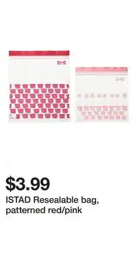 IKEA ISTAD Resealable bag, patterned red/pink offer