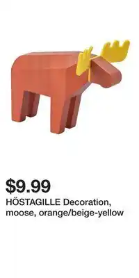 IKEA HÖSTAGILLE Decoration, moose, orange/beige-yellow offer