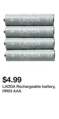 IKEA LADDA Rechargeable battery, HR03 AAA offer