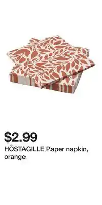 IKEA HÖSTAGILLE Paper napkin, orange offer