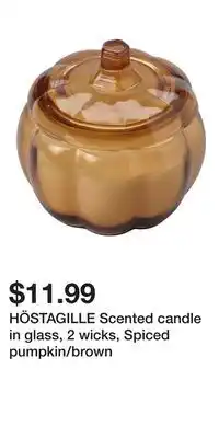 IKEA HÖSTAGILLE Scented candle in glass, 2 wicks, Spiced pumpkin/brown offer