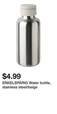 IKEA ENKELSPÅRIG Water bottle, stainless steel/beige offer