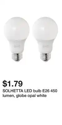 IKEA SOLHETTA LED bulb E26 450 lumen, globe opal white offer