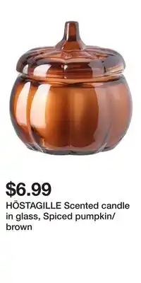 IKEA HÖSTAGILLE Scented candle in glass, Spiced pumpkin/brown offer