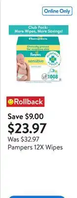 Walmart Pampers 12X Wipes offer