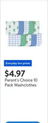 Walmart Parent's Choice 10 Pack Washclothes offer