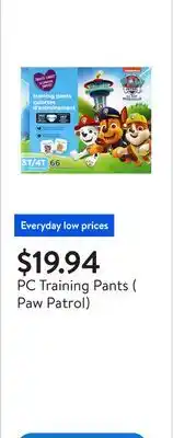 Walmart PC Training Pants ( Paw Patrol) offer