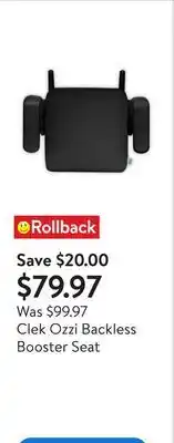 Walmart Clek Ozzi Backless Booster Seat offer