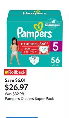 Walmart Pampers Diapers Super Pack offer