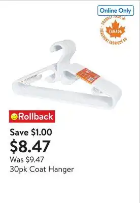Walmart 30pk Coat Hanger offer