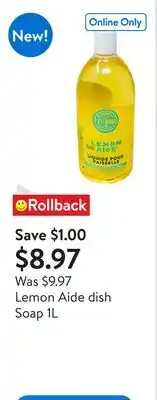Walmart Lemon Aide dish Soap 1L offer