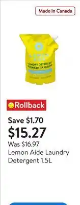 Walmart Lemon Aide Laundry Detergent 1.5L offer