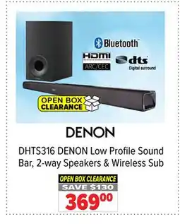 2001 Audio Video DHTS316 DENON Low Profile Sound Bar, 2-way Speakers & Wireless Sub offer
