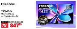 2001 Audio Video 75QD7QFM Hisense 75 Mini-LED QLED AI TV 60Hz - Fire TV offer