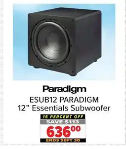 2001 Audio Video ESUB12 PARADIGM 12 Essentials Subwoofer offer