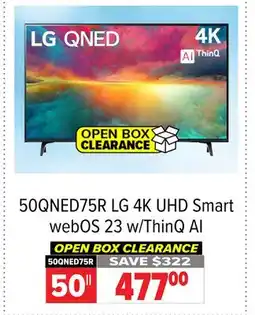 2001 Audio Video 50QNED75R 50 LG 4K UHD Smart webOS 23 w/ThinQ AI offer