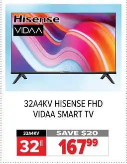 2001 Audio Video 32A4KV 32 HISENSE FHD VIDAA SMART TV offer