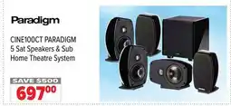 2001 Audio Video CINE100CT PARADIGM 5 Sat Speakers & Sub Home Theatre System offer