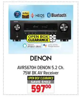 2001 Audio Video AVRS670H DENON 5.2 Ch. 75W 8K AV Receiver offer