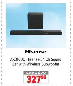 2001 Audio Video AX3100Q Hisense 3.1 Ch Sound Bar with Wireless Subwoofer offer