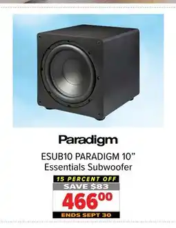 2001 Audio Video ESUB10 PARADIGM 10 Essentials Subwoofer offer