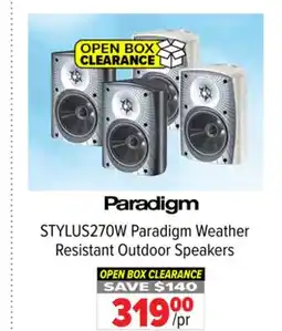 2001 Audio Video STYLUS270W Paradigm Weather Resistant Outdoor Speakers offer