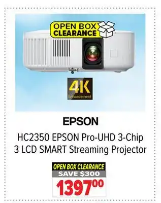 2001 Audio Video HC2350 EPSON Pro-UHD 3-Chip 3 LCD SMART Streaming Projector offer