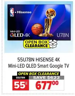 2001 Audio Video 55U78N 55 HISENSE 4K Mini-LED QLED Smart Google TV offer