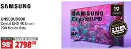 2001 Audio Video UN98DU900 98 SAMSUNG Crystal UHD 4K Smart - 200 Motion Rate offer