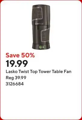 Staples Lasko Twist Top Tower Table Fan offer