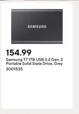 Staples Samsung T7 1TB USB 3.2 Gen. 2 Portable Solid State Drive, Grey offer