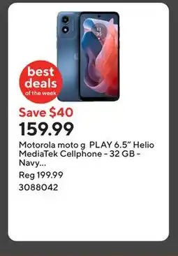 Staples Motorola moto g PLAY 6.5 Helio MediaTek Cellphone - 32 GB - Navy Blue - Unlocked offer
