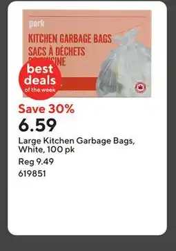 Staples Large Kitchen Garbage Bags, White, 100 pk offer