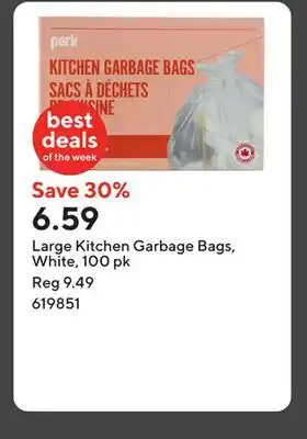 Staples Large Kitchen Garbage Bags, White, 100 pk offer