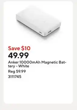 Staples Anker 10000mAh Magnetic Battery - White offer