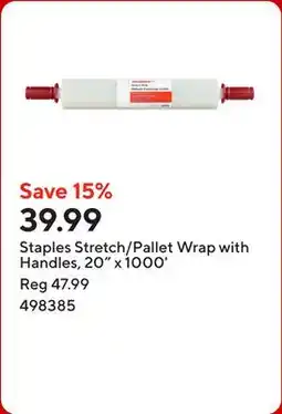 Staples Staples Stretch/Pallet Wrap with Handles, 20 x 1000' offer