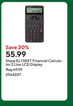 Staples Sharp EL738XT Financial Calculator 2 Line LCD Display offer