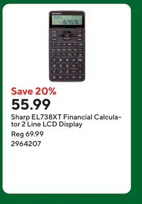Staples Sharp EL738XT Financial Calculator 2 Line LCD Display offer