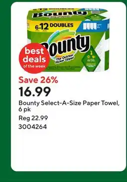 Staples Bounty Select-A-Size Paper Towel, 6 pk offer