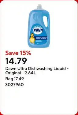 Staples Dawn Ultra Dishwashing Liquid - Original - 2.64L offer