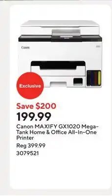 Staples Canon MAXIFY GX1020 MegaTank Home & Office All-In-One Printer offer