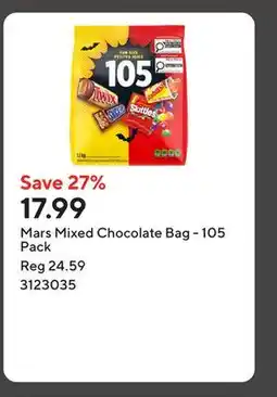 Staples Mars Mixed Chocolate Bag - 105 Pack offer
