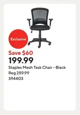 Staples Staples Mesh Task Chair - Black offer