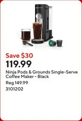 Staples Ninja Pods & Grounds Single-Serve Coffee Maker - Black offer