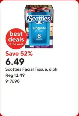 Staples Scotties Facial Tissue, 6 pk offer
