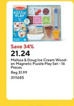 Staples Melissa & Doug Ice Cream Wooden Magnetic Puzzle Play Set - 16 Pieces offer