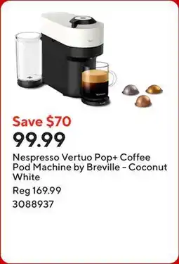 Staples Nespresso Vertuo Pop+ Coffee Pod Machine by Breville - Coconut White offer