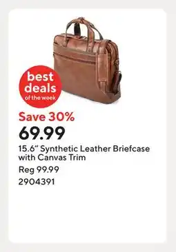 Staples 15.6 Synthetic Leather Briefcase with Canvas Trim offer